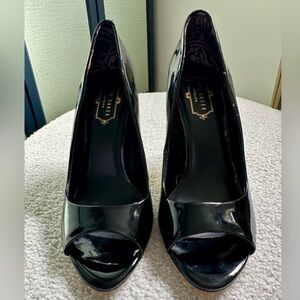 Ted Baker Patent Leather Peep Toe Pumps, Classic Formal Luxury, NWOB, Size 41